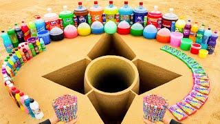 Giant Mtn Dew, Coca Cola, Fanta, Mirinda, Pepsi, RC Cola vs Mentos in Big Underground!