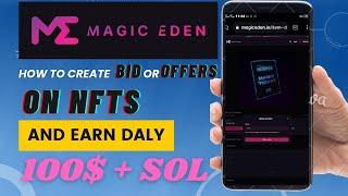 how to create bid on nfts in magic eden | hindi urdu | #magiceden #nfts #binance #2022 #crypto