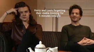 Harry Styles and Louis Tomlinson forgetting their media training for 5 minutes straight