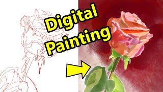 How To Paint a Rose In Watercolor Style In Krita | Tutorial