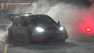 Kalle Rovanperä snow drifting donuts show with Toyota Yaris Rally 1 car - Jyväskylä Finland