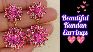 Beautiful Kundhan Earrings Making Video//Handmade Earrings//Handmade jewellery// Earrings