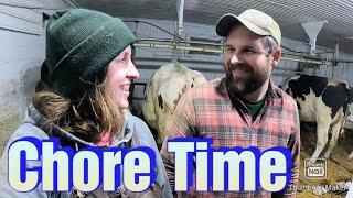 Mixing Feed and Milking Cows on Our Small Family Dairy Farm