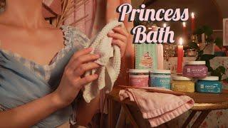 ASMR | Pretty Princess Bedtime Bath  (Hair Mask, Soaps, Scrubbing, Music) {layered sounds}