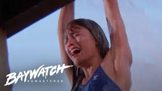DISASTER UNFOLDS As Water Flume Ride Fails - Can She Hold On? Baywatch Remastered