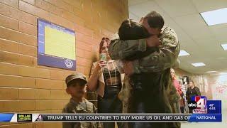 2 Davis County girls get early Christmas present as dad comes home from deployment