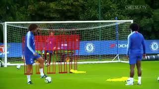 David Luiz practicing free kicks at Cobham