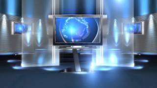 free virtual news studio background virtual set blue long HD