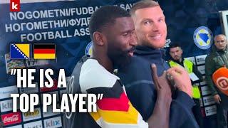 Witzige Szenen zwischen Rüdiger und Dzeko nach dem Spiel | Bosnien-Herzegowina - Deutschland 1:2