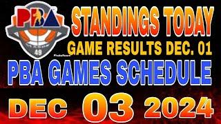 PBA Standings today as of December 1, 2024 | Pba Game results | Pba schedules December 3, 2024