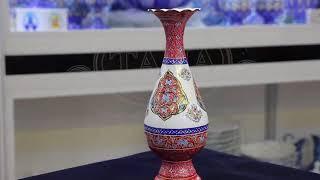 Mina Iranian enameled handmade Flower Pot Red Bergamot   25 cm