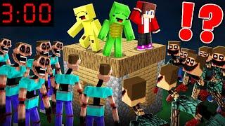 JJ and Mikey and Banana Kid SURROUNDED by Scary Mimics in Minecraft Maizen