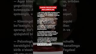 ZARUR PSIXOLOGIK MA'LUMOTLAR #psixologiyasirlari #psixologiya