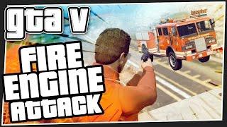 FIRE ENGINE ATTACK - GTA 5 Online (GTA V Funny Moments)