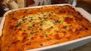 Potato casserole recipe with minced meat and cream cheese, delicious potato recipe