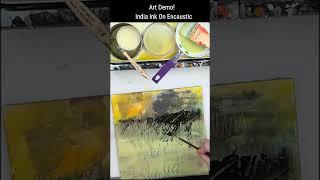 Pamela Caughey- India Ink on Encaustic - Try it! | ART DEMO | #indiaink #encaustic #art #artdemo