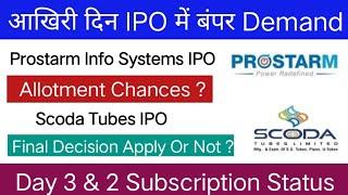 Prostarm Info Systems IPO Allotment Chances? Scoda Tubes IPO | Final Decision Apply Or Not ?