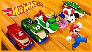 Hot Wheels Super Mario Character Cars 6 Set RACE & Review