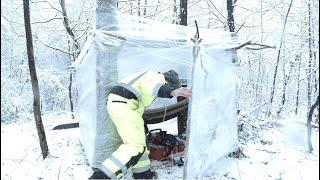 Overnight in Plastic Wrap Shelter During Huge Snowstorm