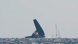 DISASTER! Alinghi Red Bull AC 75 Breaks Mast in Barcelona. Footage. Our Experts Diego and Vittorio