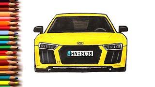 How to draw an Audi R8 car in stages