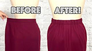 Half Elastic Waistband Sewing Hack: Make A Skirt Smaller At The Waist!