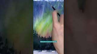 Tap Tap Tap ... Adding Stars to the Aurora Painting #watercolortechnique  #aurorapainting  #liveart