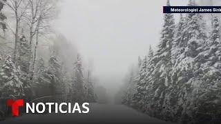 La nieve deja inusuales postales de invierno en pleno otoño al norte de EE.UU. | Noticias Telemundo