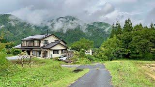 4K Japan Walk | Heavy Rainy Day Walking Japanese Mountain Village Nagano, Japan