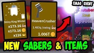 GETTING *NEW BEST* SABERS AND ITEMS!! XMAS Update! | - Roblox Saber Simulator