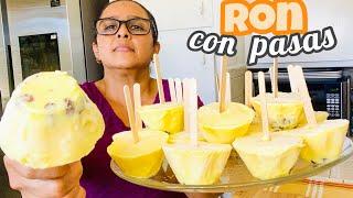 PALETAS DE SOMBRILLITA DE RON CON PASAS!! cremosas y deliciosas