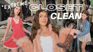 EXTREME CLOSET CLEAN OUT after YEARS of THRIFTING  | try-on of everything i own lol