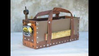 BOLSO de TELA y MADERA (CON  REMACHES)//WOOD AND CANVAS TOOLBAG(WITH RIVETS)