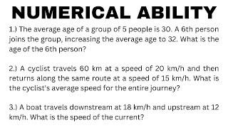 Average Age, Distance, Speed and Time Calculation