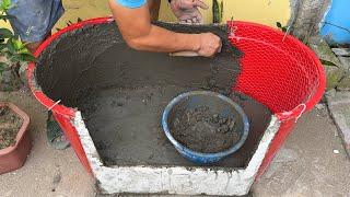 Masterpiece from Cement and Big bucket // Great garden decoration ideas for you