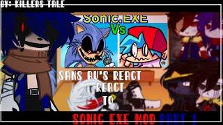 Sans Au's React To Friday Night Funkin Vs Sonic exe//Gacha Club//PT-BR - Spanish & English[] Part 1
