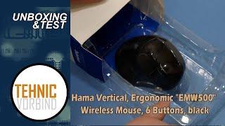 Unboxing Hama Vertical, Ergonomic "EMW-500" Wireless Mouse, 6 Buttons, black