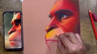 How to draw soft pastel drawing   | Lord Hanuman ji Painting