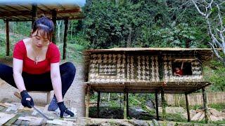 The girl is in the process of completing the bamboo house - building a bamboo house | Bàn Thị Ta