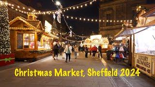 Sheffield Christmas Market 2024: A Scenic Walk from the Station in 4K