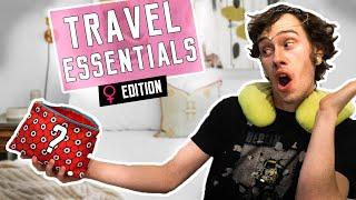 Guy checks travel essentials of a female travel EDC kit and discovers...