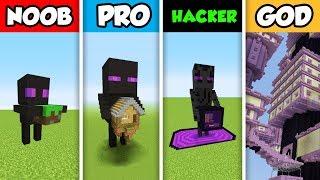 Minecraft NOOB vs. PRO vs. HACKER vs GOD : ENDERMAN PORTAL HOUSE BUILD CHALLENGE in Minecraft!