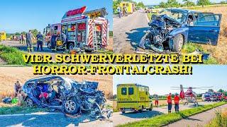 [SCHLIMMER FRONTALCRASH] ZWEI RETTUNGSHELIS IM EINSATZ | - Massive Zerstörung - | 4 Schwerverletzte