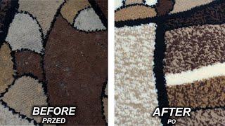 Extremely dirty and damaged carpet has gained a new life! He was lying near stove, burnt for years 