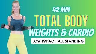 42 Minute TOTAL BODY WEIGHTS & CARDIO CIRCUIT WORKOUT // Low Impact, All Standing!