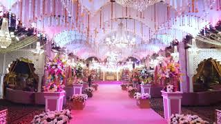 Mehndi Decor with Hanging Flower & Chandelier Decoration | Zafar Catering & Banquets