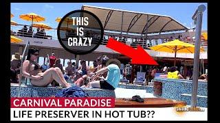 Guy in the Hot Tub Wearing a Life Preserver - Carnival Paradise from Tampa Florida