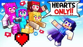 LOCKED On ONE HEART BLOCK With CRAZY POPULAR FAN GIRLS! (Minecraft)