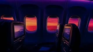 Takeoff & Landing Dark Screen Airplane Ambience  Flight Attendant  Reading, Sleeping