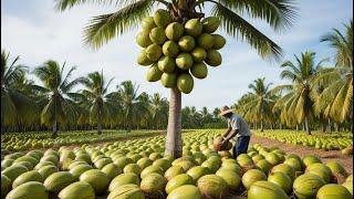 How Farmers Harvest Millions of Tons of Fresh Coconut | Farming Documentary